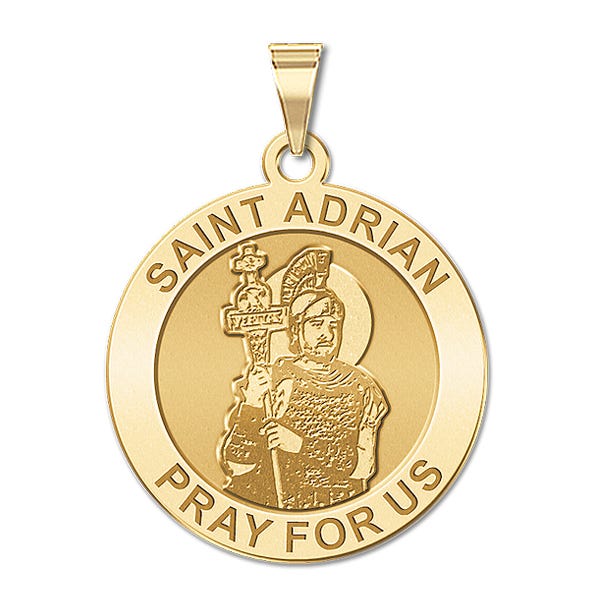 Saint Adrian Round Religious Medal