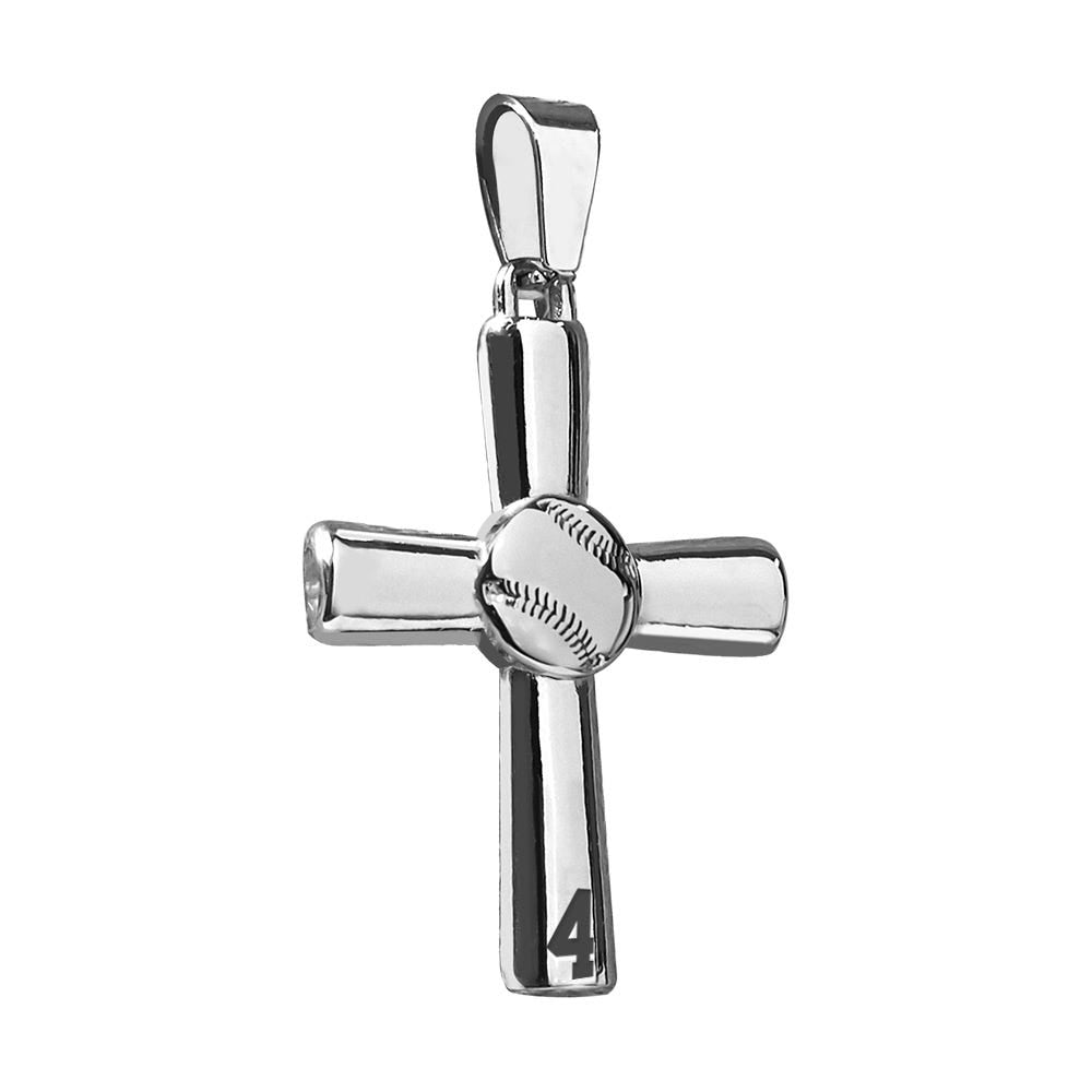 High Polished Baseball Cross with Number