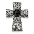 Sterling Silver Antiqued Filigree Black Onyx Slide