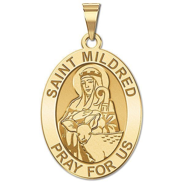 Saint Mildred Oval Religious Medal