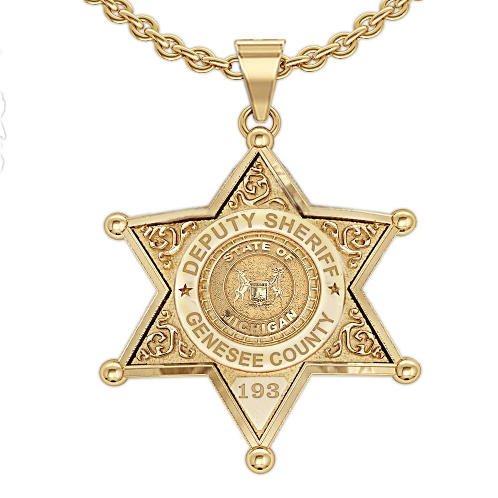 Personalized Michigan Sheriff Badge with Rank, Number & Dept.