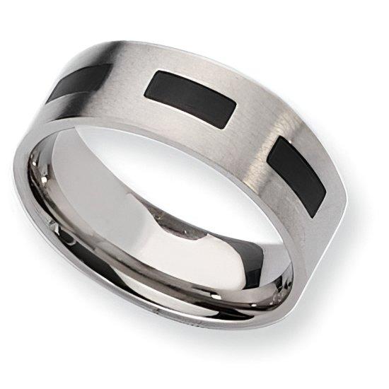 Titanium Black Accent Flat Approx. 0.31 Inch Brushed Wedding Band