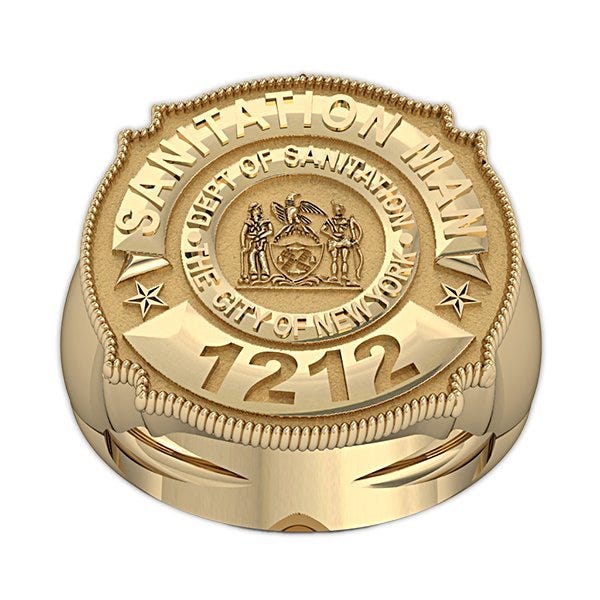 Personalized Sanitation Badge with Number, Department, & Rank