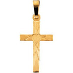 14K Yellow Gold Cross Pendant With Heart