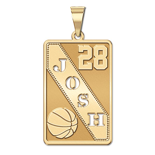 Personalized Basketball Pendant with Cut-Out Name & Number