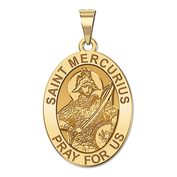 Saint Mercurius Oval Religious Medal