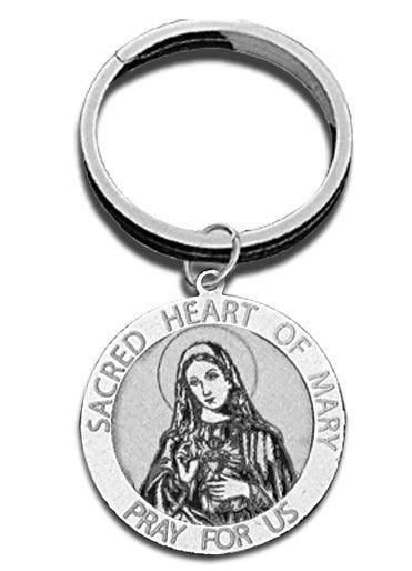 Sacred Heart Of Mary Religious Engravable Keychain
