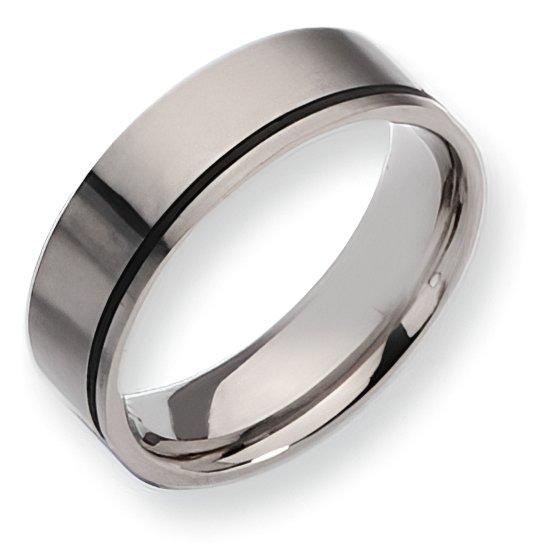 Titanium Black Accent Flat Approx. 0.28 Inch Brushed Wedding Band