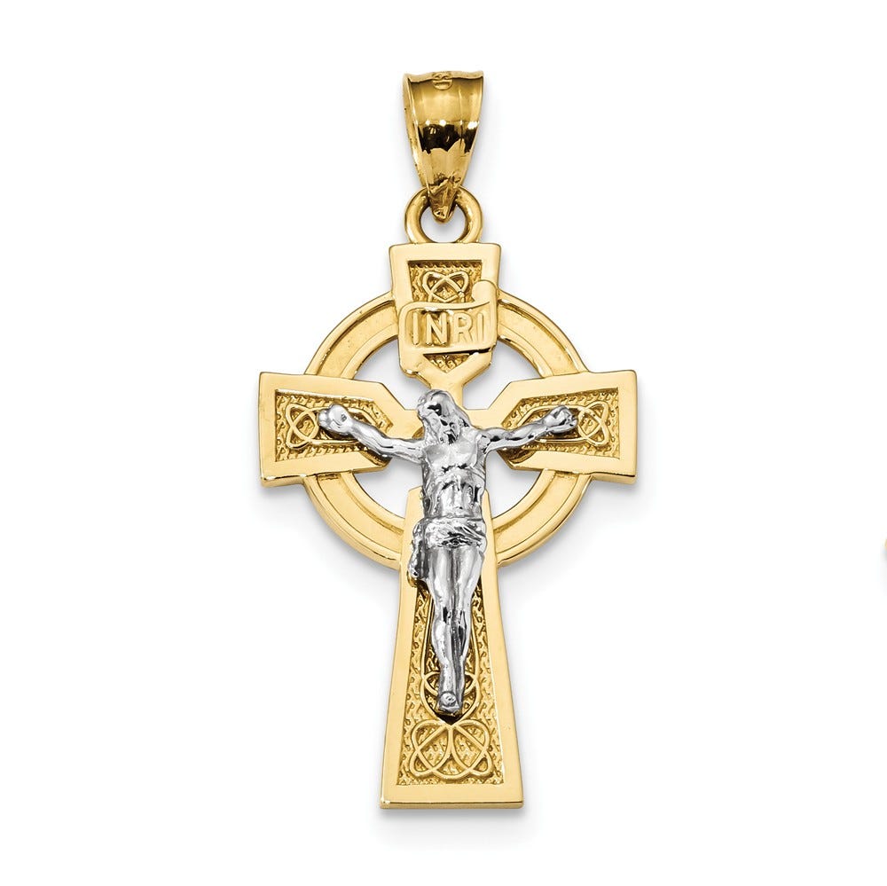 Two-Tone Celtic Inri Crucifix Pendant