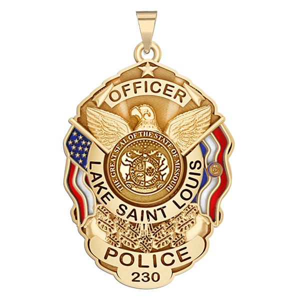 Personalized Lake St Louis Missouri Police Badge with Your Rank, Number & Department
