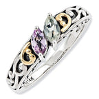 Sterling Silver & 14K Two-Stone Antiqued Mother's Ring