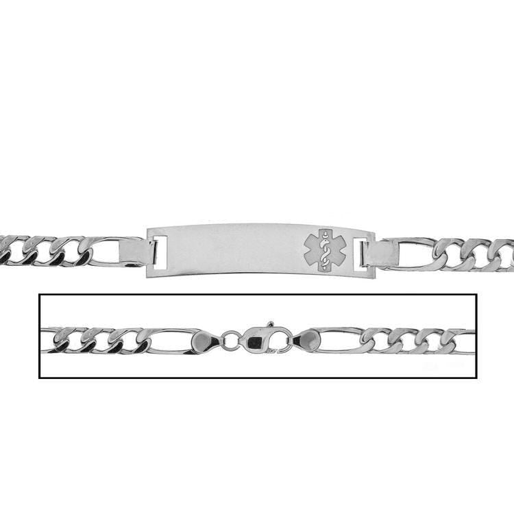 Sterling Silver Women's Figaro Link Medical ID Bracelet
