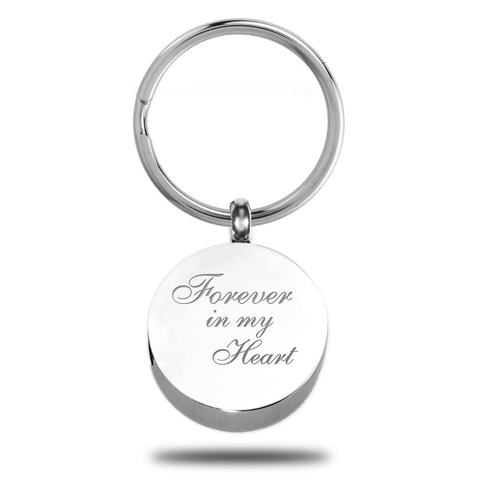 Round Forever in My Heart Cremation and Ash Vessel Keychain