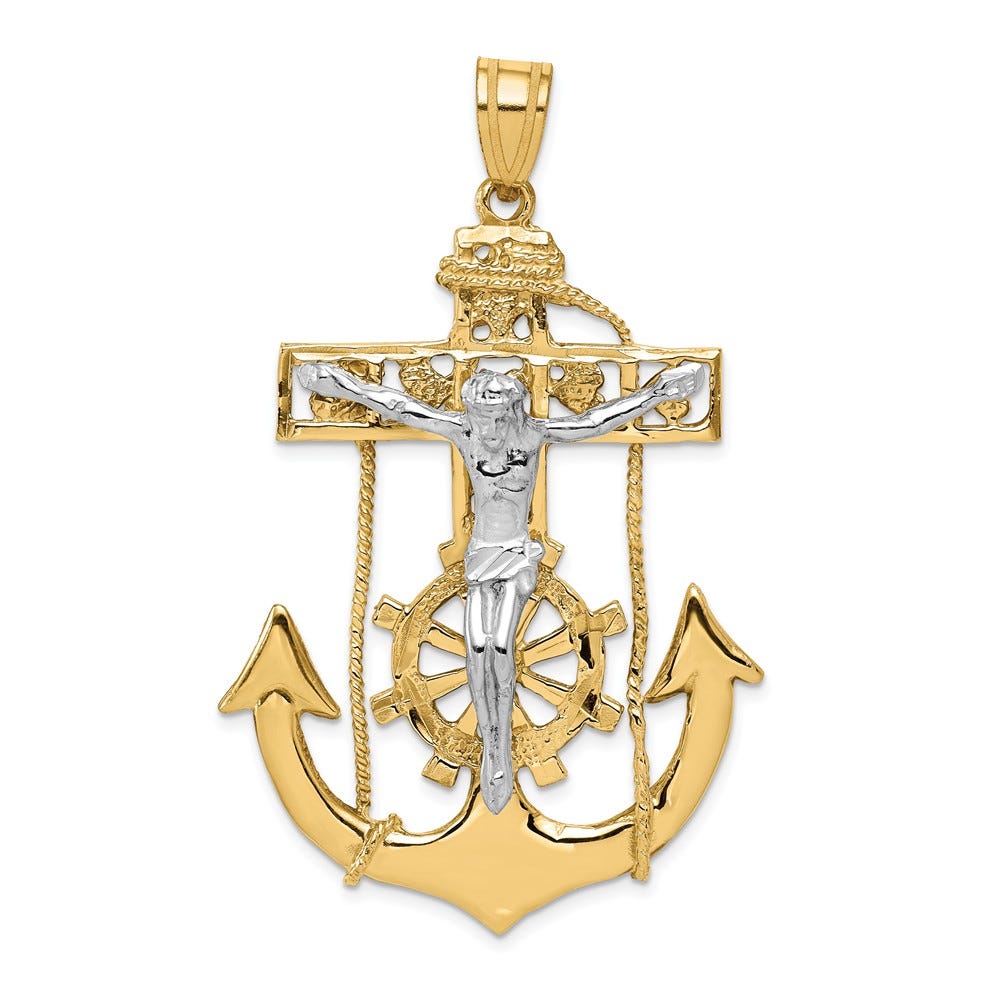 14K Two-Tone Mariner's Crucifix Pendant