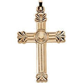 14K Yellow Gold Medallion-Center Cross Pendant