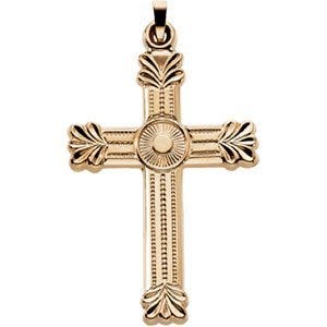 14K Yellow Gold Medallion-Center Cross Pendant