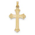 14K Gold Fleur De Lis Cross Pendant