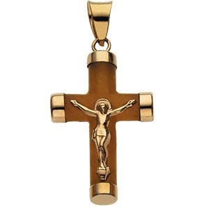 Yellow Jade Round Crucifix