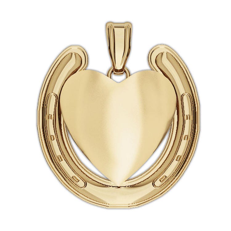 Engravable Horseshoe Heart Charm or Medal
