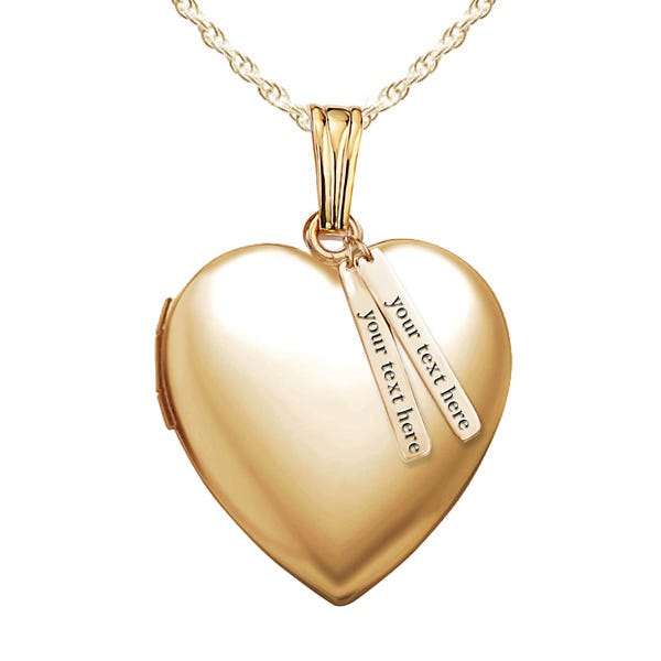 Heart Photo Locket With Personalized Tabs