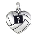 Heart Shaped Volleyball Pendant with Number & Chain