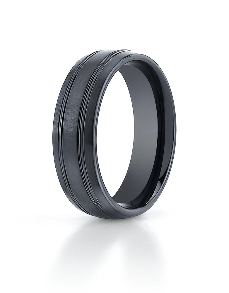 Black Ceramic (Seranite) Comfort-Fit Approx. 0.28 Inch Wedding Band