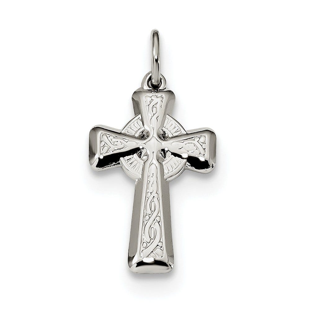 Sterling Silver Polished And Textured Celtic Cross Pendant