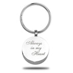 Round Always in My Heart Cremation and Ash Vessel Keychain