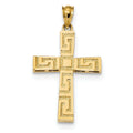 14K Polished Greek Key Cross Pendant
