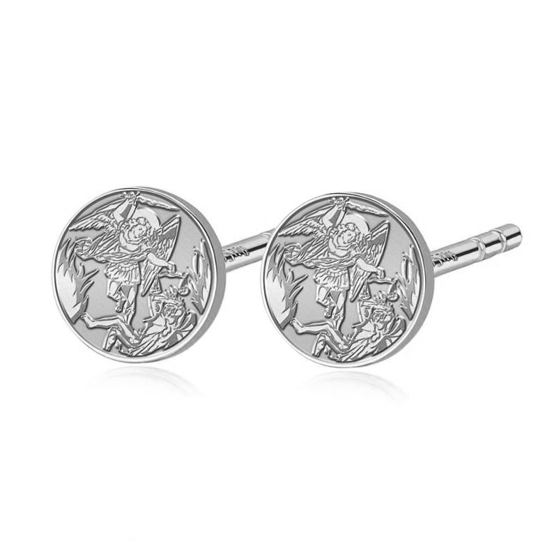 Pair Of Saint Michael Stud Earrings