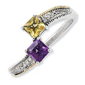 Sterling Silver & 14K Two-Stone Antiqued Mother's Ring