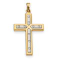 Polished And Satin Inset-Rounds Cross Pendant
