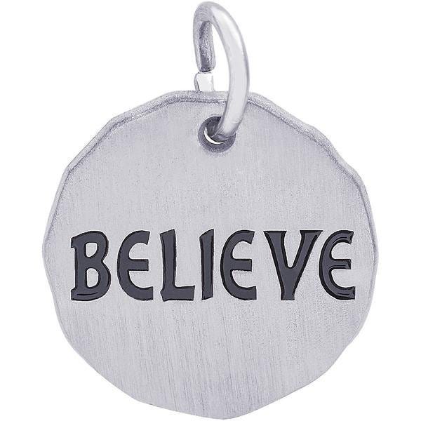 Believe Charm Tag Engravable