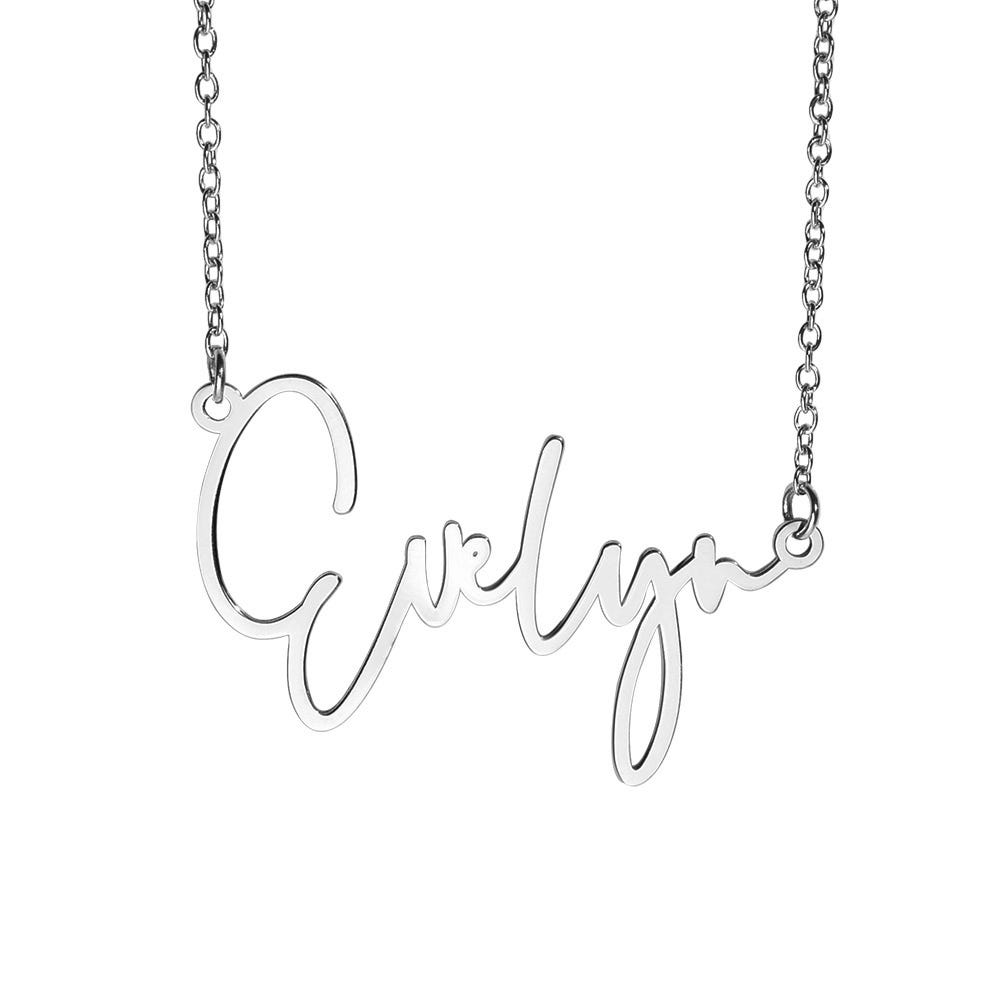 Modern Script Name Necklace with Chain