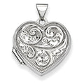 14K White Gold Floral Heart Photo Locket
