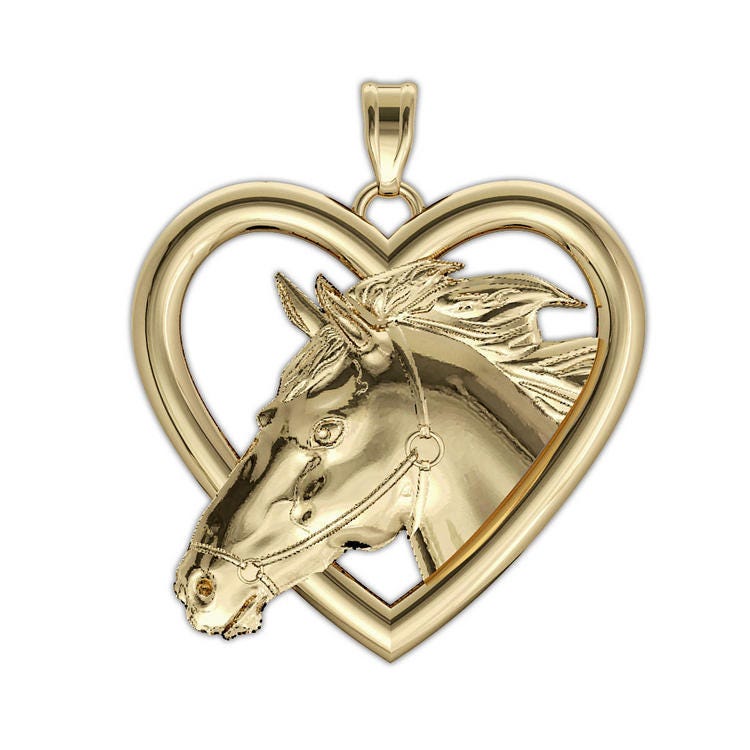Racehorse On A Heart Frame Horse Jewelry Pendant or Charm