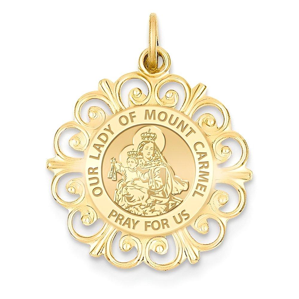 Our Lady Of Mount Carmel Round Filigree Religious Medal