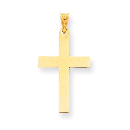 14K Satin Slim-Arm Cross Pendant