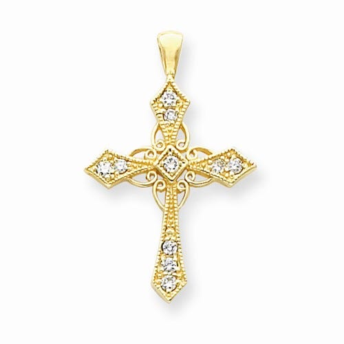 14K Aaa Diamond Cross Pendant