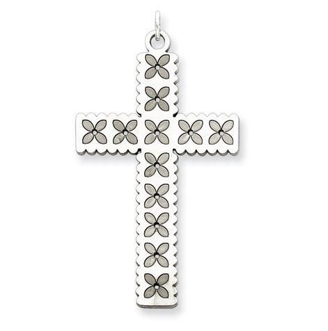 Sterling Silver Laser Designed Quatrefoil Cross Charm