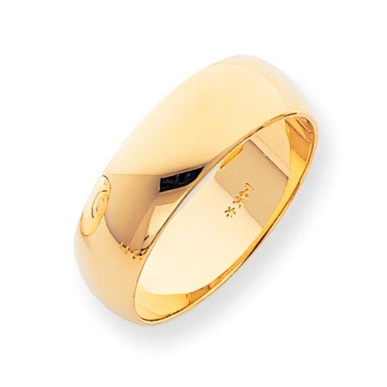 14K Yellow Gold Approx. 0.28 Inch Half-Round Lightweight Wedding Band