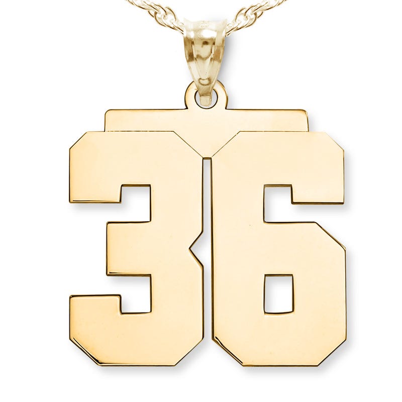 "NEW" High Polished Jersey Number Charm or  Pendant with 2 Digits