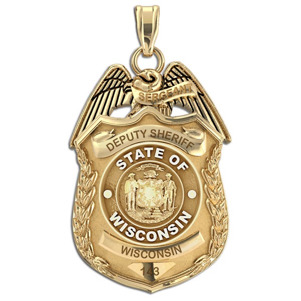 Personalized Wisconsin Police Badge with Your Rank, Number & Department
