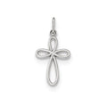 14K White Gold Polished Small Ribbon Cross
