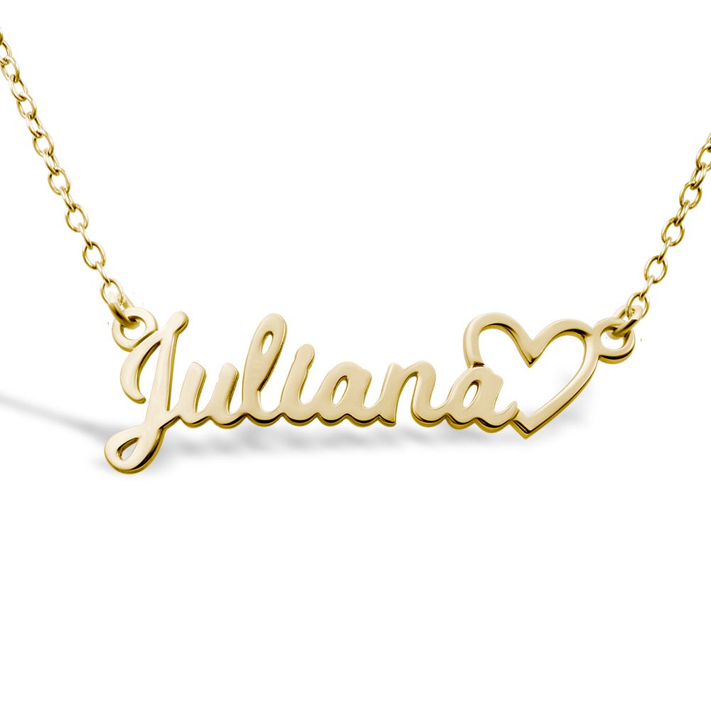 Script Name Necklace with Open Heart