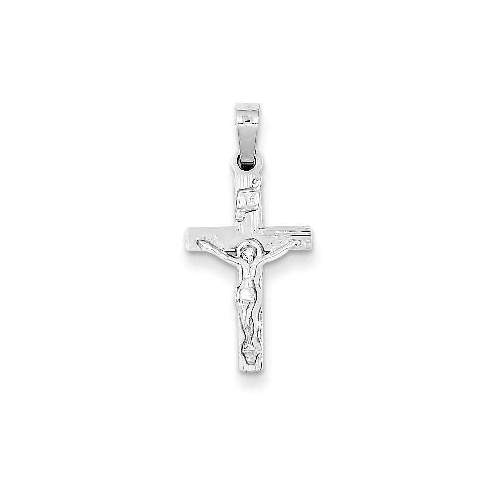 14K White Gold Inri Crucifix Charm