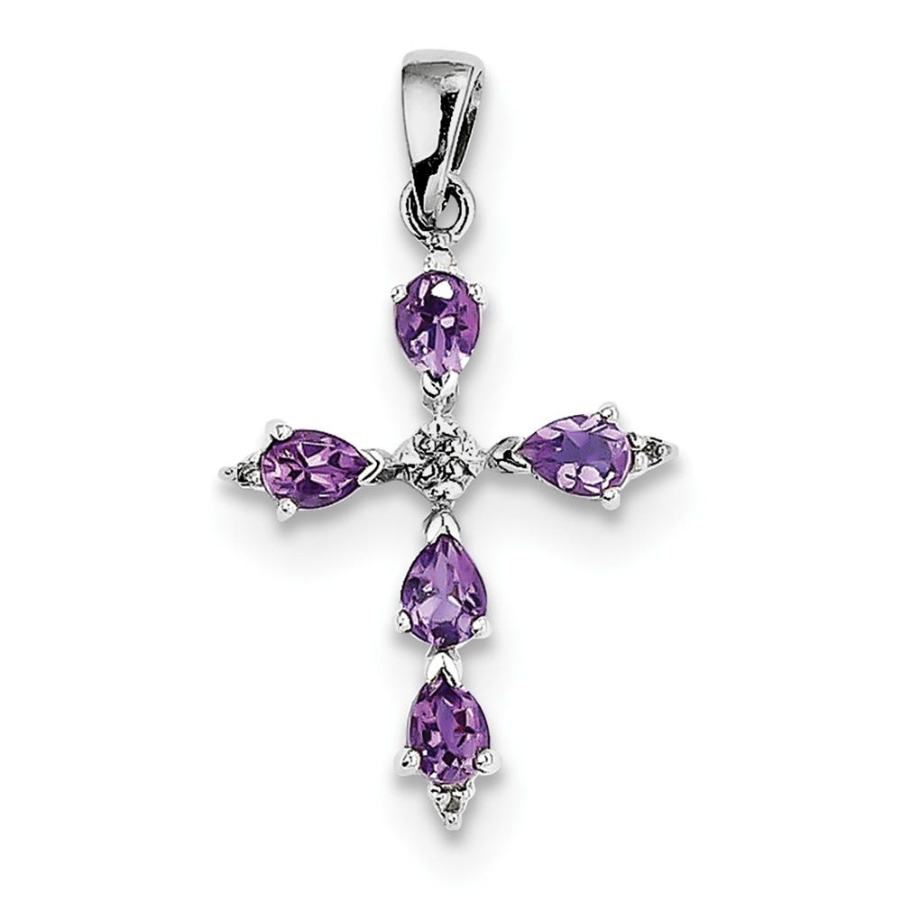 Pear Amethyst Cross Pendant