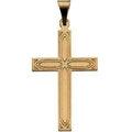 14K Yellow Gold Cross Pendant With Design