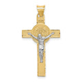 14K Two-Tone St. Benedict Medal Crucifix Cross Pendant