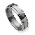 Titanium Grooved Edge Approx. 0.24 Inch Brushed and Polished Wedding Band